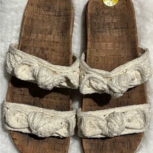 Anne Klein Cream Braided Sandals